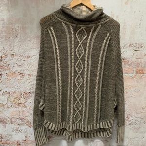 Anthropologie Yoon Delphine Wool Cashmere Blend Cable Knit Poncho Sweater 🤍